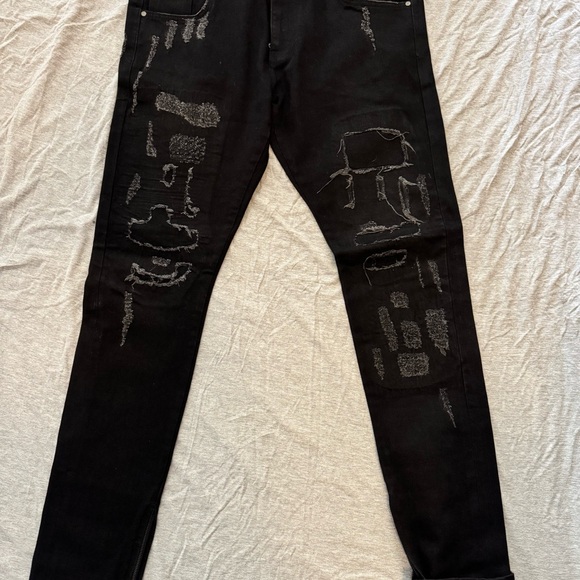 Represent Men's Black Distressed Skinny Jeans - Picture 1 of 10